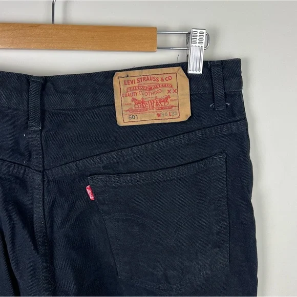 Levi’s 501 Men’s Denim Jeans Black Straight Leg Size 34W 32L *read description* - Picture 6 of 13